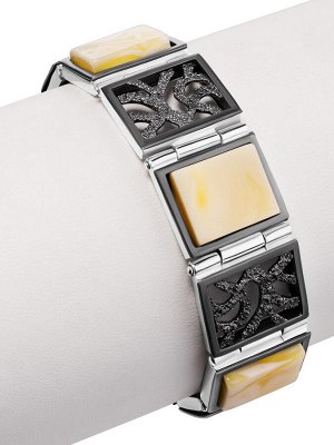 Эффектный браслет «Модерн» с натуральным текстурным янтарём