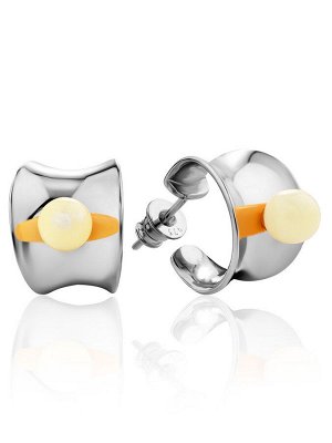 Серьги-кольца из серебра и янтаря медового цвета Palazzo от ifamore™