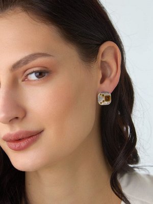 Квадратные серьги из коньячного янтаря «Донателла»