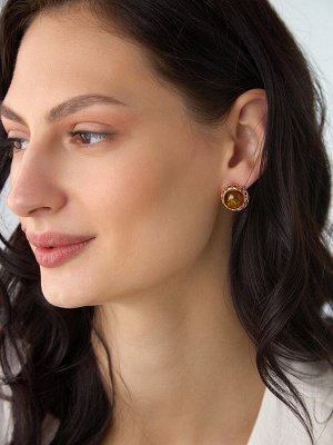 Красивые серьги из натурального янтаря «Ампир»