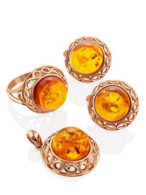 Красивые серьги из натурального янтаря «Ампир»