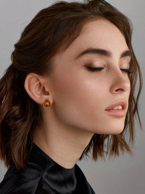 amberholl Лёгкие изящные серьги из золотистого янтаря «Скарлетт»