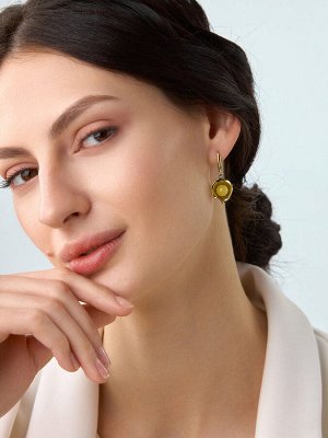 Необычные серьги из натурального янтаря медового цвета «Турандот»