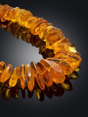 Бусы лечебные из натурального янтаря «Золотистые крупные чипсы»