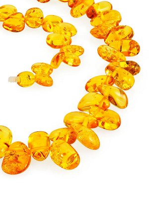 Красивые золотистые бусы из натурального янтаря «Облепиха мелкая»