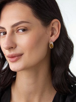 Стильные необычные серьги из золотистого янтаря «Гвинея»