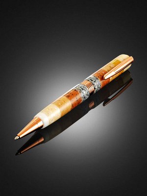 Необычная ручка из кориана и натурального янтаря