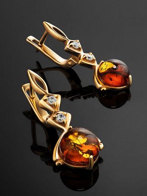 Изысканные серьги из натурального коньячного янтаря «Самбия»