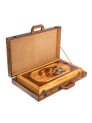 Роскошный набор для игры в нарды «Тигр» из дерева с натуральным янтарём