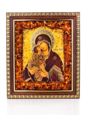 Богоматерь «Донская». Икона, украшенная натуральным балтийским янтарём