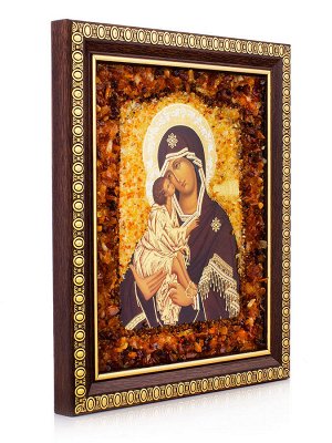 Богоматерь «Донская». Икона, украшенная натуральным балтийским янтарём