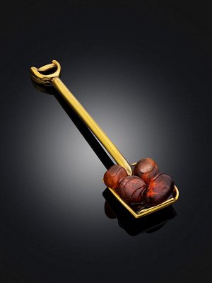 Сувенир-талисман для кошелька с натуральным вишневым янтарем «Кошельковая лопата»