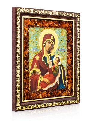 Икона Богородицы с натуральным янтарём «Утоли моя печали»