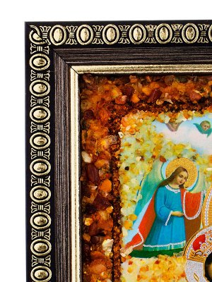 Икона Божией Матери «Достойно Есть», украшенная натуральным янтарём