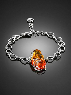 Изящный браслет-цепочка с натуральным янтарем «Риальто»