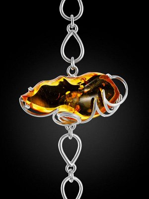 Изящный браслет-цепочка с натуральным янтарем «Риальто»