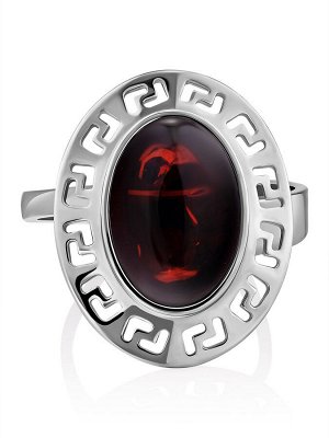 Кольцо «Эллада» из серебра с натуральным балтийским янтарём