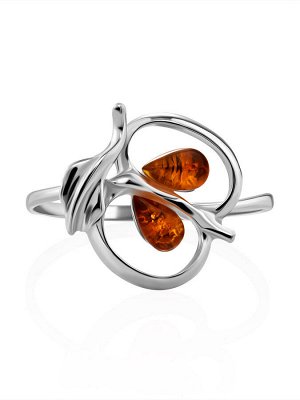 Лёгкое кольцо в виде яблочка с натуральным янтарём «Конфитюр»