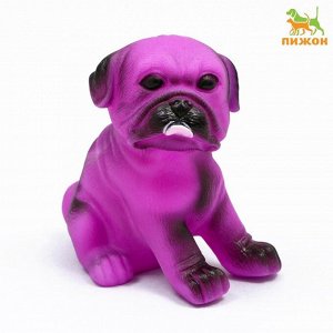 Игрушка пищащая "Маленький друг" для собак, бульдог, 9 см, розовая
