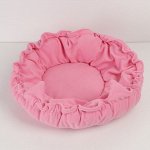 Лежанка-кокон с ушками, цвет розовый 55 см