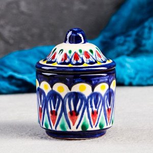 Баночка для специй Риштанская Керамика «Узоры», 100 мл, синяя