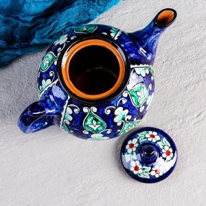 Чайник заварочный Риштанская Керамика «Узоры», 1 л, синий