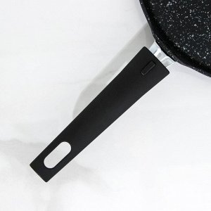 Сковорода блинная, d=20 см, пластиковая ручка, антипригарное покрытие, цвет тёмный мрамор