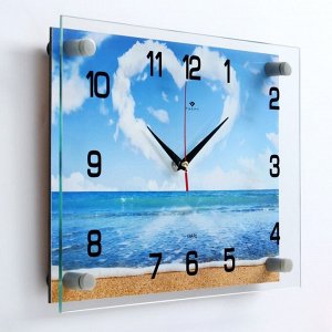 Часы настенные, серия: Море, "Сердце из облаков", плавный ход, 25 х 35 см