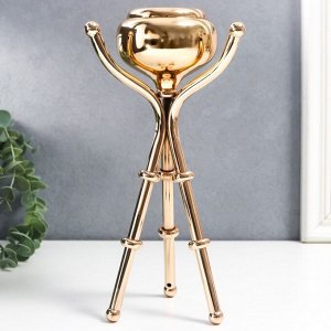 Подсвечник металл на 1 свечу "Тринога с куполом" золото 24х13х13 см