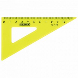 Набор чертежный малый ПИФАГОР (линейка 16 см, 2 треуг., трансп.), неоновый, европодвес, 210625
