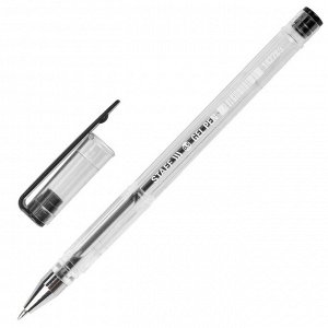 Ручка гелевая STAFF Basic GP-789, ЧЕРНАЯ, корп.прозрач, хром.детали, узел 0,5 мм,142789