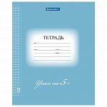 Тетрадь 18 листов. BRAUBERG ЭКО &quot;5-КА&quot;, клетка, обложка плотная мелованная бумага, СИНЯЯ, 402988