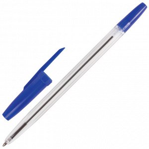 Ручка шариковая BRAUBERG Line, СИНЯЯ, корпус прозрачный, узел 1мм, линия письма 0,5мм, 141097