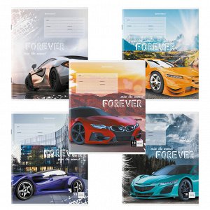 Тетрадь 18 листов, КЛЕТКА, BRAUBERG, обложка картон, SPORTS CAR , 106479