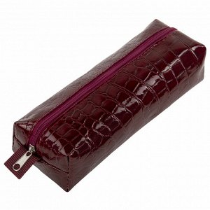 Пенал - косметичка BRAUBERG, "крокодиловая кожа", 20х6х4см, Ultra maroon, 270849