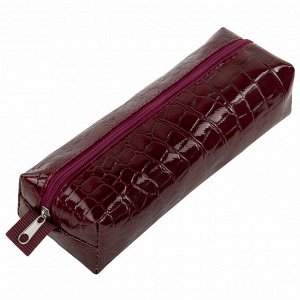 Пенал-косметичка BRAUBERG, "крокодиловая кожа", 20х6х4см, Ultra maroon, 270849