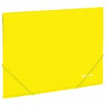 Папка на резинках BRAUBERG &quot;Neon&quot;, неоновая желтая, до 300 листов, 0,5мм, 227461