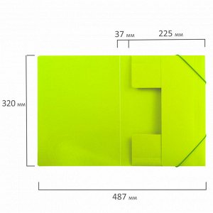 Папка на резинках BRAUBERG "Neon", неоновая зеленая, до 300 листов, 0,5мм, 227460