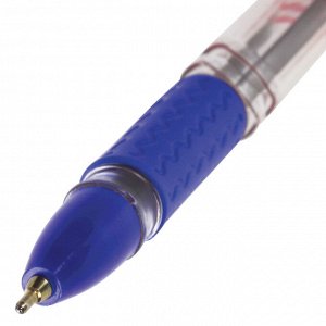 Ручка шариковая масляная с грипом BRAUBERG Spark, СИНЯЯ, печать, узел 0,7мм, линия 0,35мм, 142697