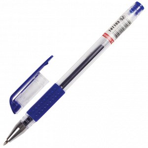 Ручка гелевая с грипом BRAUBERG Number One, СИНЯЯ, пишущий узел 0,5мм, линия письма 0,35мм, 141193