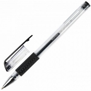 Ручка гелевая с грипом BRAUBERG Number One, ЧЕРНАЯ, пишущий узел 0,5мм, линия 0,35мм, 141194