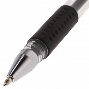 Ручка гелевая с грипом BRAUBERG Number One, ЧЕРНАЯ, пишущий узел 0,5мм, линия 0,35мм, 141194
