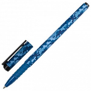 Ручка шариковая BRAUBERG SOFT TOUCH GRIP "MILITARY", СИНЯЯ, мягкое покрытие, узел 0,7 мм, 143713