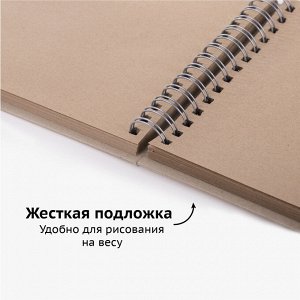 Скетчбук, крафт-бумага 80г/м 165х240мм, 120л, гребень, твердая обложка, BRAUBERG ART DEBUT, 112999