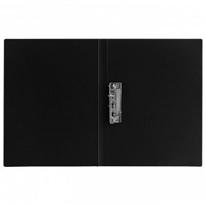 Папка с боковым металлическим прижимом BRAUBERG Стандарт, черная, до 100 листов, 0,6мм, 221630