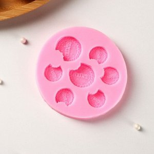 Молд «Бисквиты», 8x8x1,2 см, цвет розовый