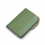 Женский маленький кошелек на кнопке, с молнией, цвет зеленый