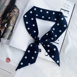 Женский шарф-галстук, принт &quot;горошек&quot;, цвет белый/синий
