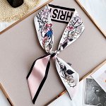 Женский шарф-галстук, принт &quot;цветы&quot;, цвет белый/розовый