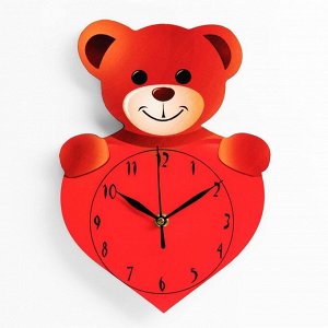 Часы настенные "Медвежонок с сердечком", плавный ход, 27 х 19 см